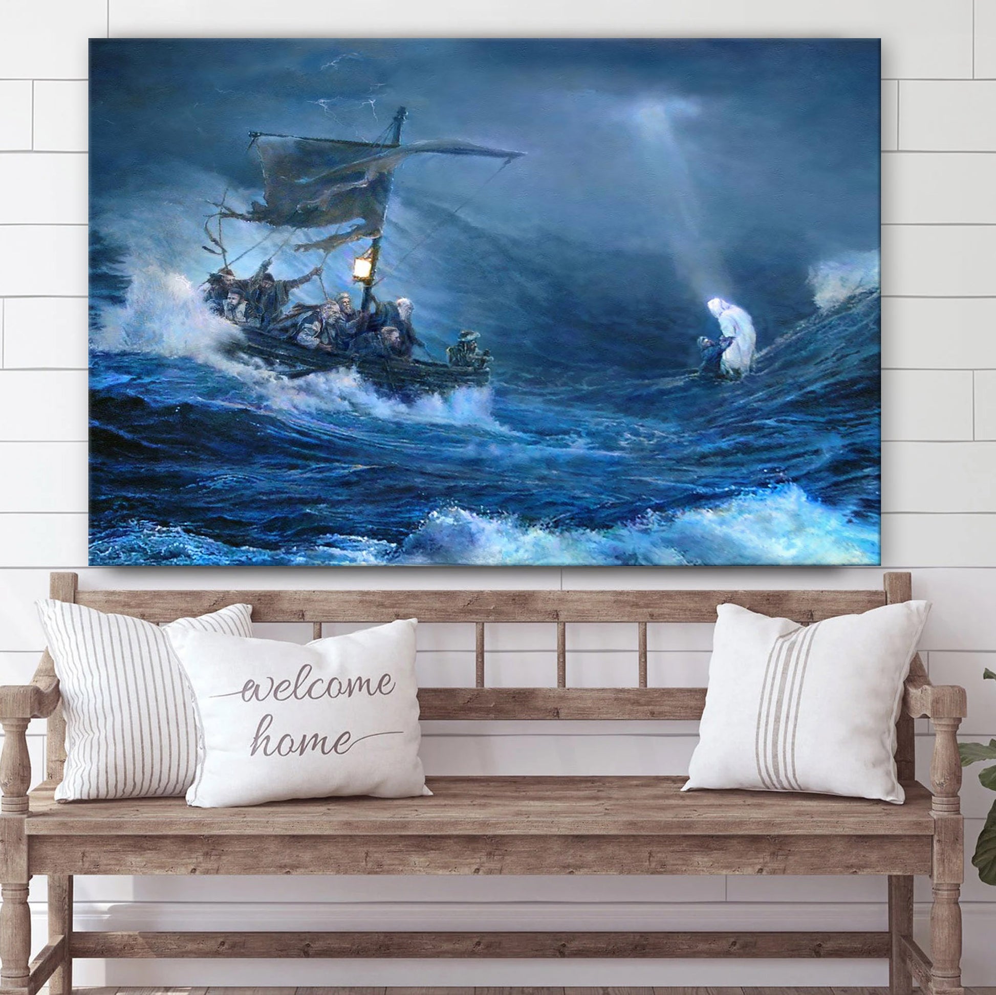 The Savior In The Storm Canvas Wall Art - Christian Wall Decor