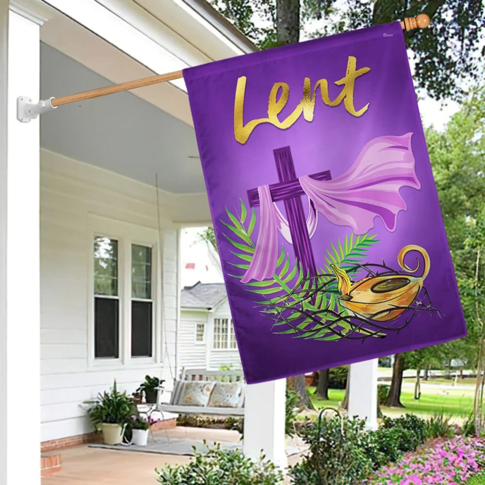The Season Of Lent Christian House Flags - Religious Easter Garden Flag - Christian Outdoor Easter Flags