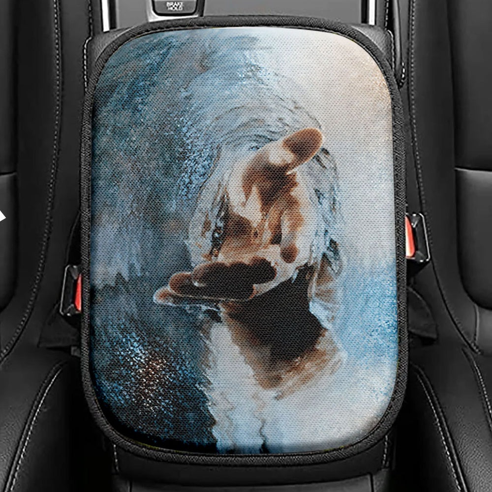 The Seat Box Cover Of Jesus Creation Seat Box Cover, Jesus Car Center Console Cover, Christian Car Interior Accessories
