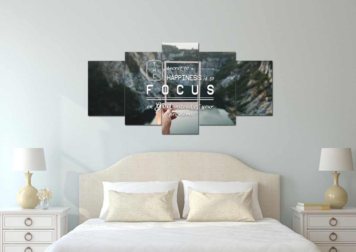 The Secret To Happiness Is To Focus On God Wall Art Canvas Print - Christian Canvas Wall Art