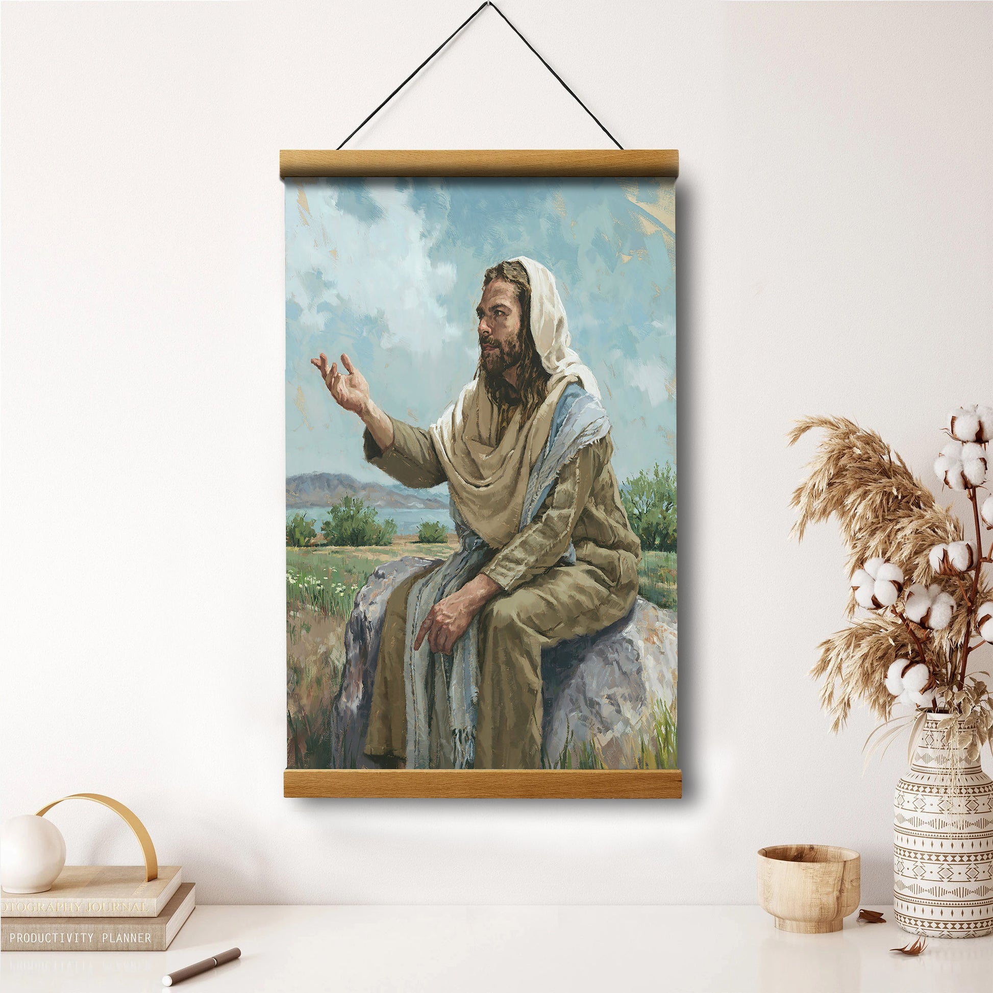 The Sermon On The Mount Hanging Canvas Wall Art - Jesus Picture - Jesus Portrait Canvas - Religious Canvas