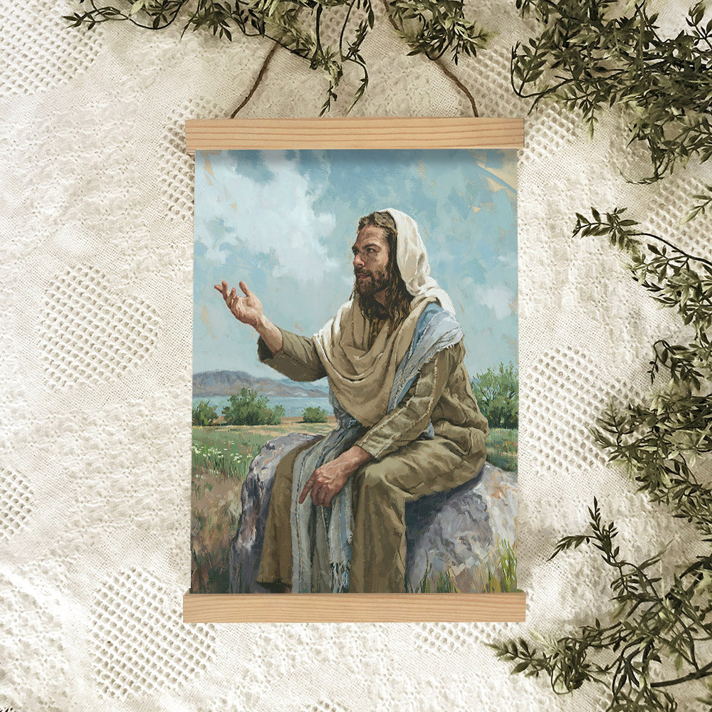 The Sermon On The Mount Hanging Canvas Wall Art - Jesus Picture - Jesus Portrait Canvas - Religious Canvas