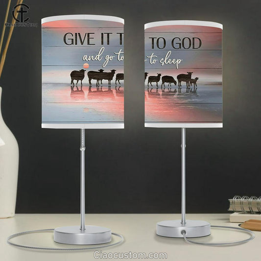 The Sheep Give It To God And Go To Sleep Lamp Art Table Lamp - Bible Verse Lamp Art - Christian Table Lamp Prints