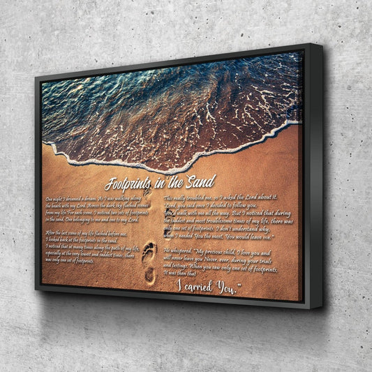 The Shoreline Footprints In The Sand Wall Art & Decor - Christian Canvas Wall Art