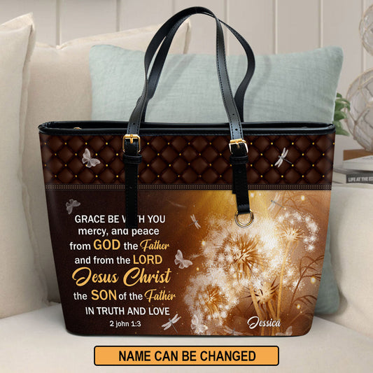 The Son Of The Father Beautiful Personalized Large Pu Leather Tote Bag For Women - Mom Gifts For Mothers Day