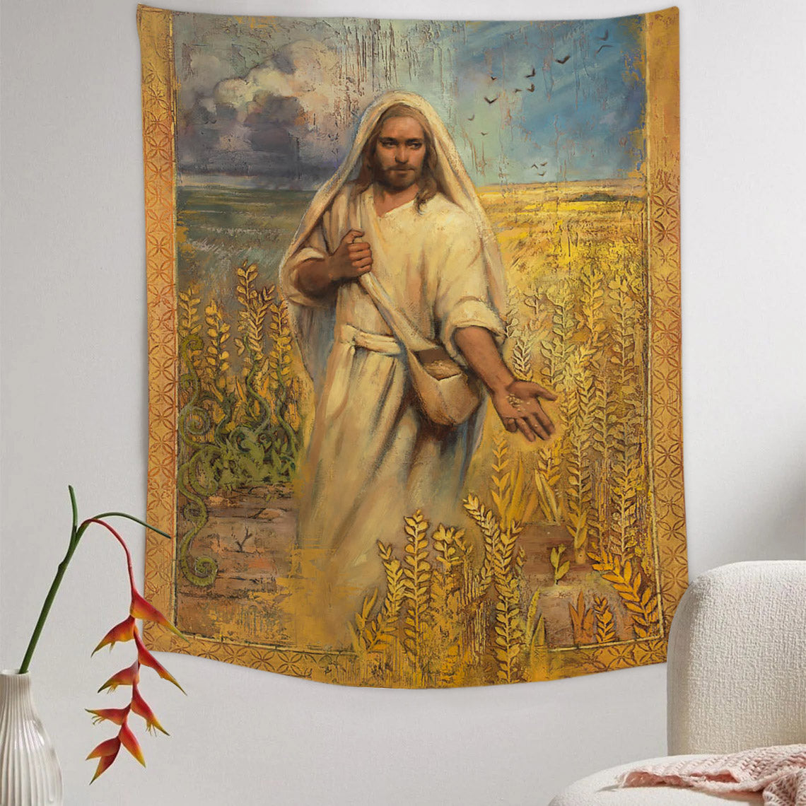 The Sower Tapestry - Jesus Picture - Religious Tapestry - Christian Tapestry Wall Hangings