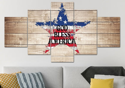 The Star American Flag Patriotic Wall Art - Christian Canvas Wall Art