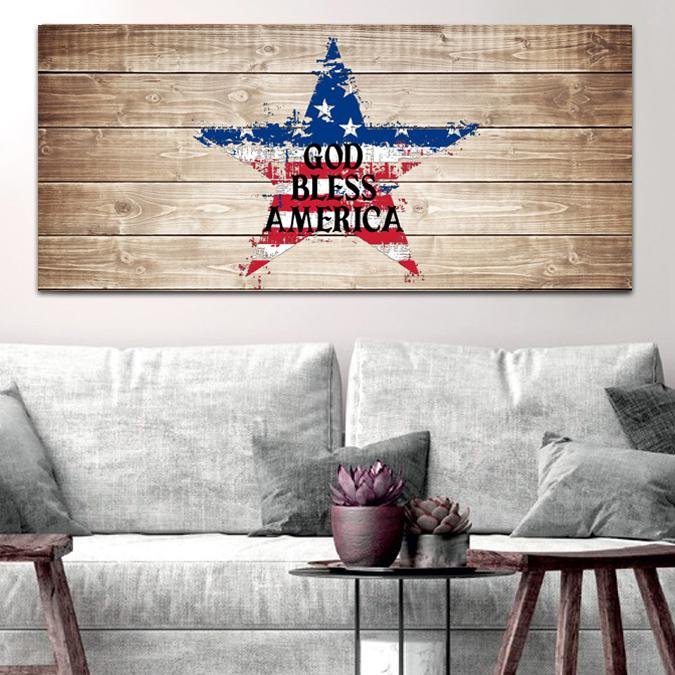 The Star American Flag Patriotic Wall Art - Christian Canvas Wall Art