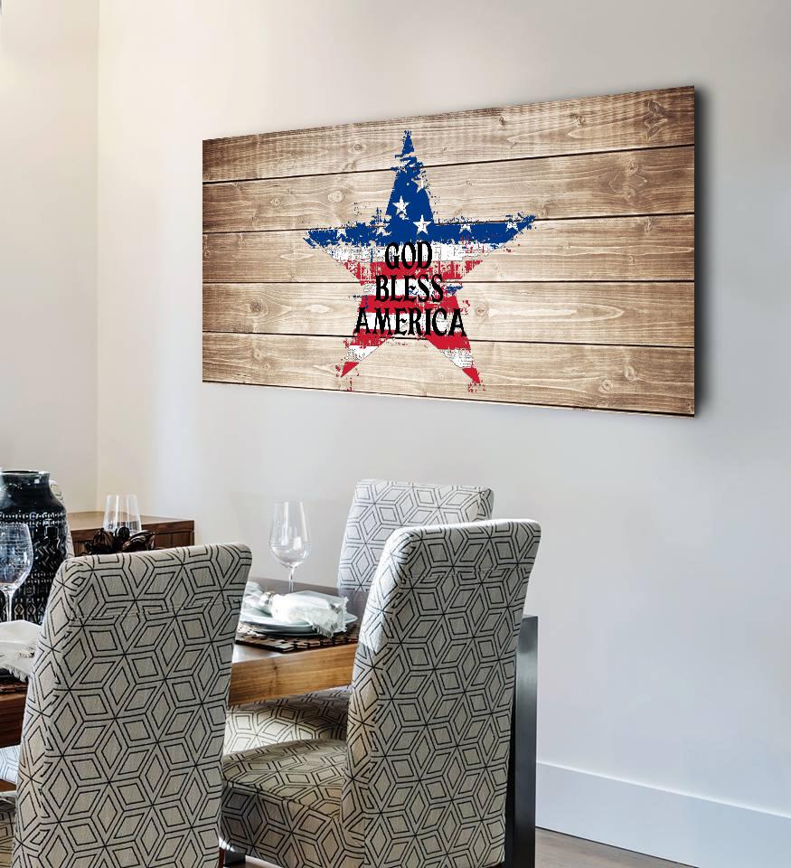 The Star American Flag Patriotic Wall Art - Christian Canvas Wall Art