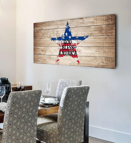 The Star American Flag Patriotic Wall Art - Christian Canvas Wall Art