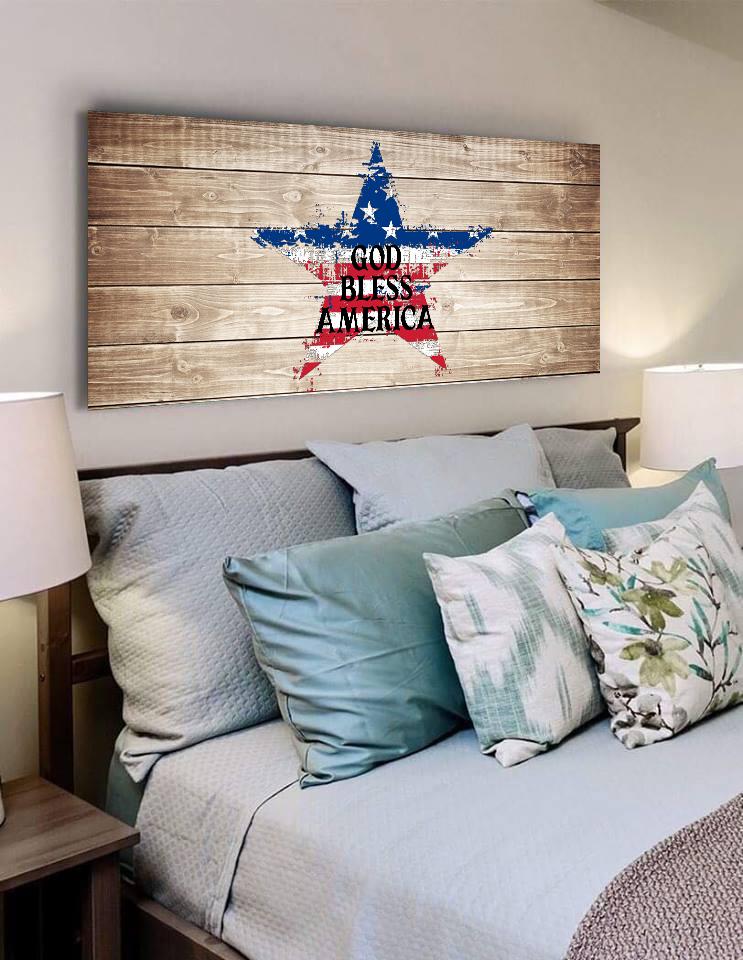 The Star American Flag Patriotic Wall Art - Christian Canvas Wall Art