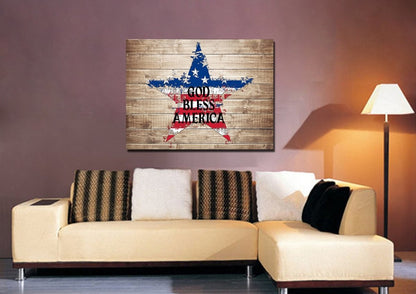 The Star American Flag Patriotic Wall Art - Christian Canvas Wall Art
