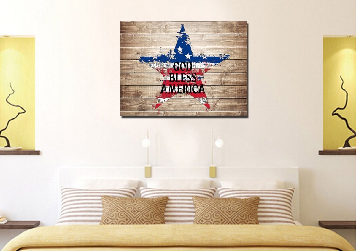 The Star American Flag Patriotic Wall Art - Christian Canvas Wall Art