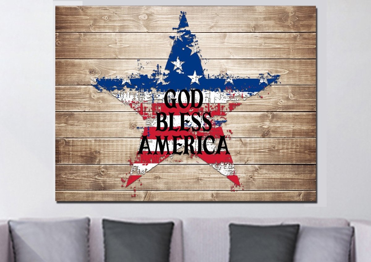 The Star American Flag Patriotic Wall Art - Christian Canvas Wall Art