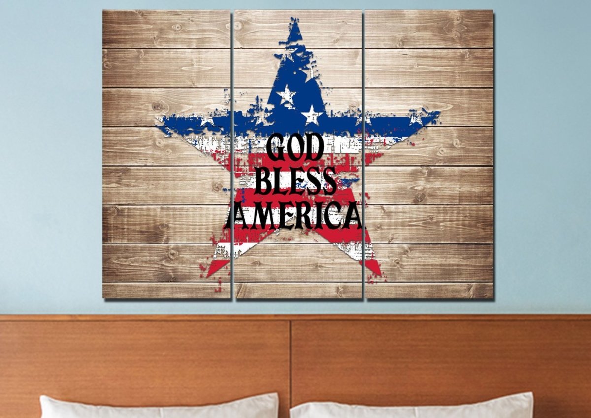 The Star American Flag Patriotic Wall Art - Christian Canvas Wall Art