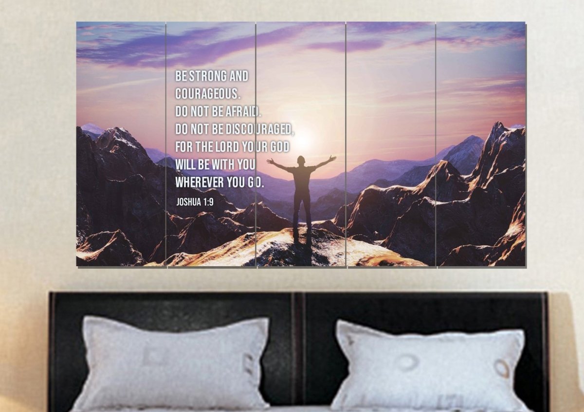 The Summit Joshua 19 Be Strong And Courageous Wall Art - Christian Canvas Wall Art