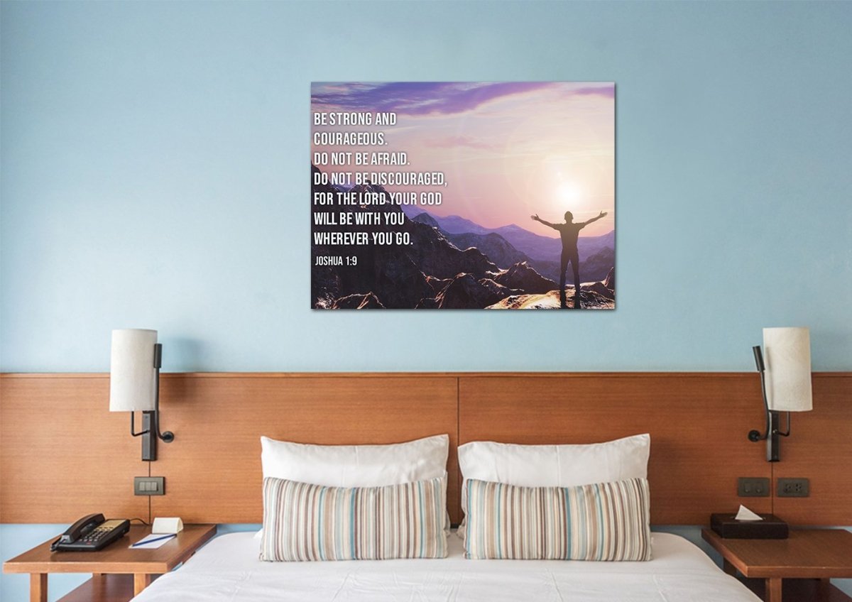 The Summit Joshua 19 Be Strong And Courageous Wall Art - Christian Canvas Wall Art