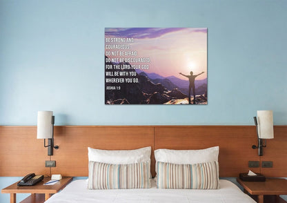 The Summit Joshua 19 Be Strong And Courageous Wall Art - Christian Canvas Wall Art