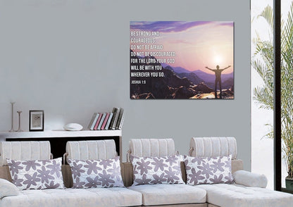 The Summit Joshua 19 Be Strong And Courageous Wall Art - Christian Canvas Wall Art