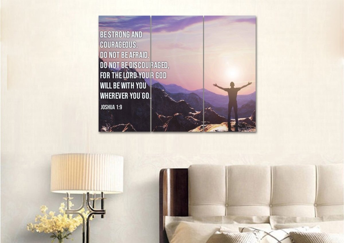 The Summit Joshua 19 Be Strong And Courageous Wall Art - Christian Canvas Wall Art