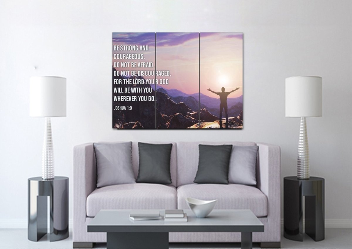 The Summit Joshua 19 Be Strong And Courageous Wall Art - Christian Canvas Wall Art