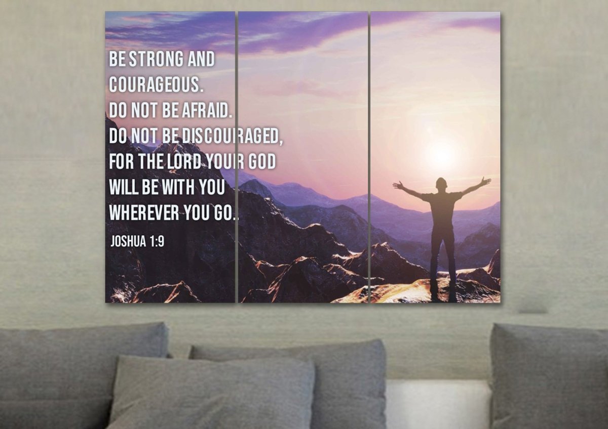 The Summit Joshua 19 Be Strong And Courageous Wall Art - Christian Canvas Wall Art