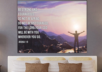 The Summit Joshua 19 Be Strong And Courageous Wall Art - Christian Canvas Wall Art