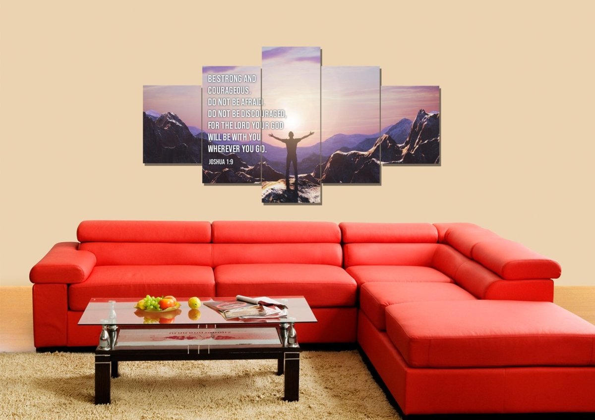 The Summit Joshua 19 Be Strong And Courageous Wall Art - Christian Canvas Wall Art