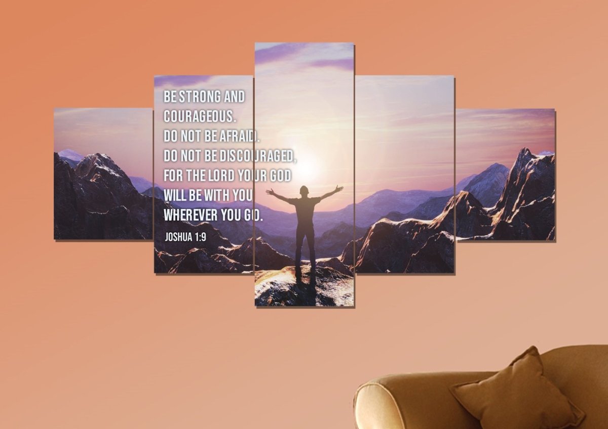 The Summit Joshua 19 Be Strong And Courageous Wall Art - Christian Canvas Wall Art