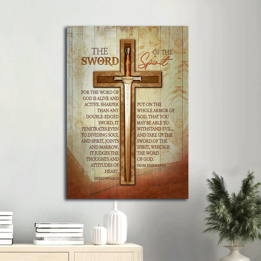 The Sword Of The Spirit Canvas Wall Art - Word Of God Portrait Canvas - Gift For Christian