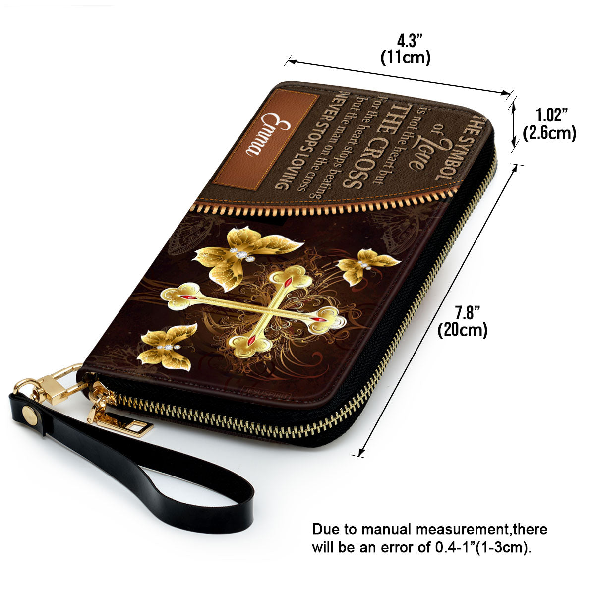 The Symbol Of Love Is Not The Heart But The Cross Clutch Purse For Women - Personalized Name - Christian Gifts For Women