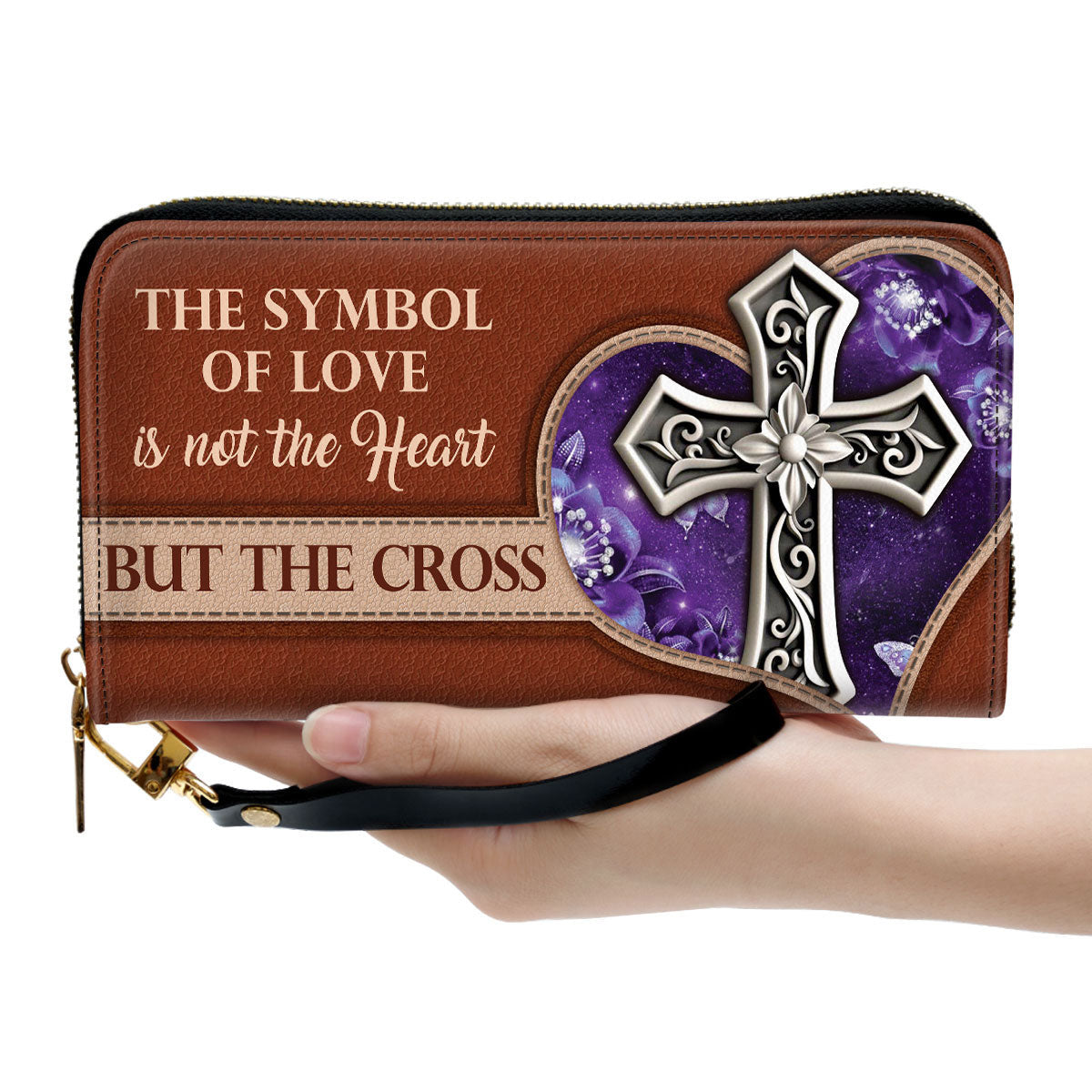 The Symbol Of Love Is The Cross Clutch Purse For Women - Personalized Name - Christian Gifts For Women