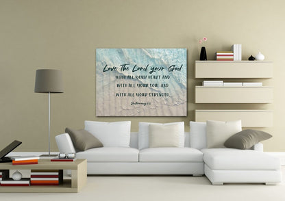The Tide Love The Lord Your God Wall Art - Christian Canvas Wall Art