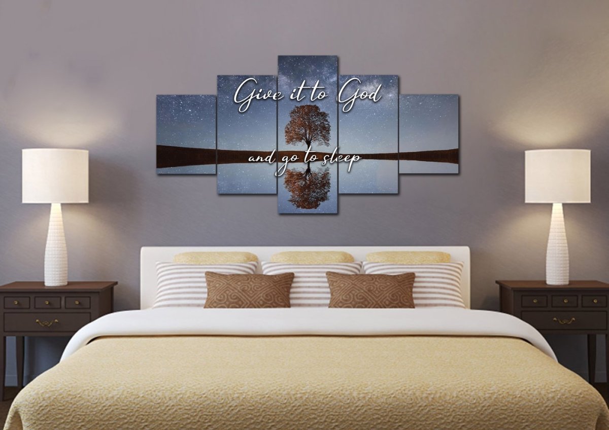 The Tree Give It To God And Go To Sleep Sign, Wall Art & Decor - Christian Canvas Wall Art