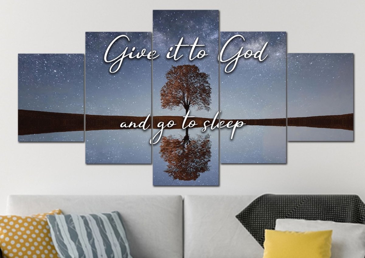 The Tree Give It To God And Go To Sleep Sign, Wall Art & Decor - Christian Canvas Wall Art