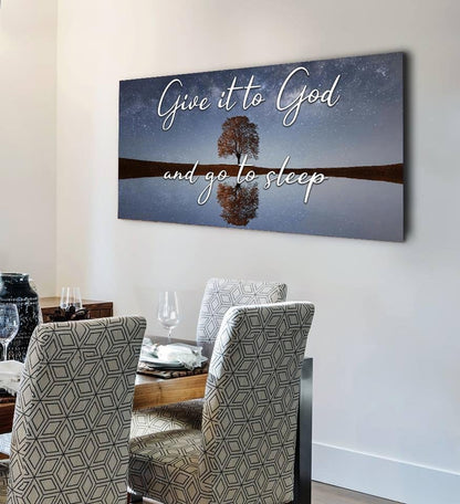 The Tree Give It To God And Go To Sleep Sign, Wall Art & Decor - Christian Canvas Wall Art
