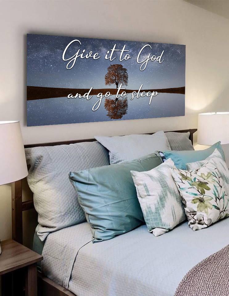 The Tree Give It To God And Go To Sleep Sign, Wall Art & Decor - Christian Canvas Wall Art