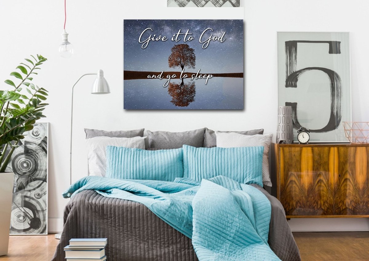 The Tree Give It To God And Go To Sleep Sign, Wall Art & Decor - Christian Canvas Wall Art