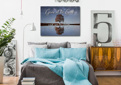 The Tree Give It To God And Go To Sleep Sign, Wall Art & Decor - Christian Canvas Wall Art