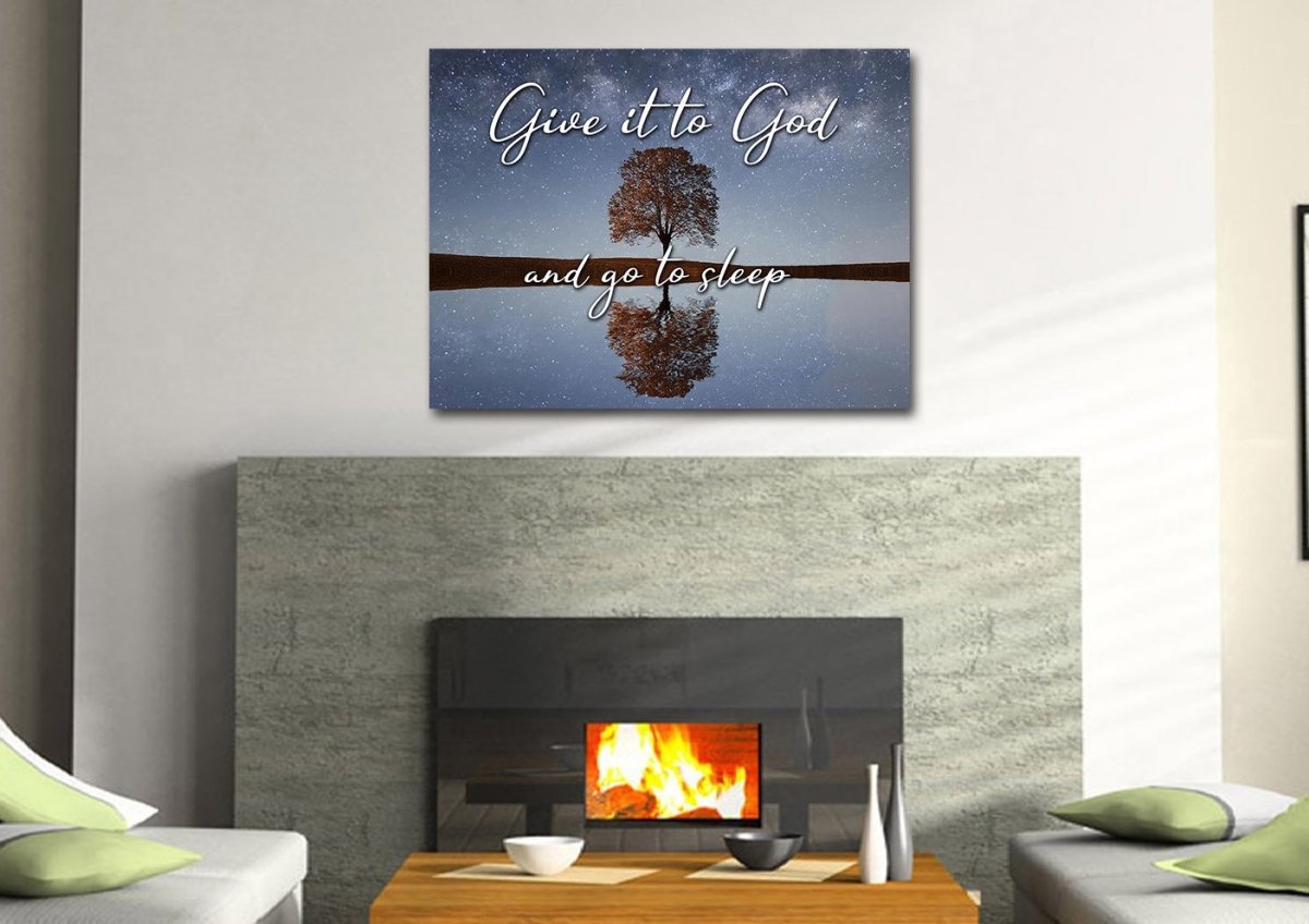 The Tree Give It To God And Go To Sleep Sign, Wall Art & Decor - Christian Canvas Wall Art