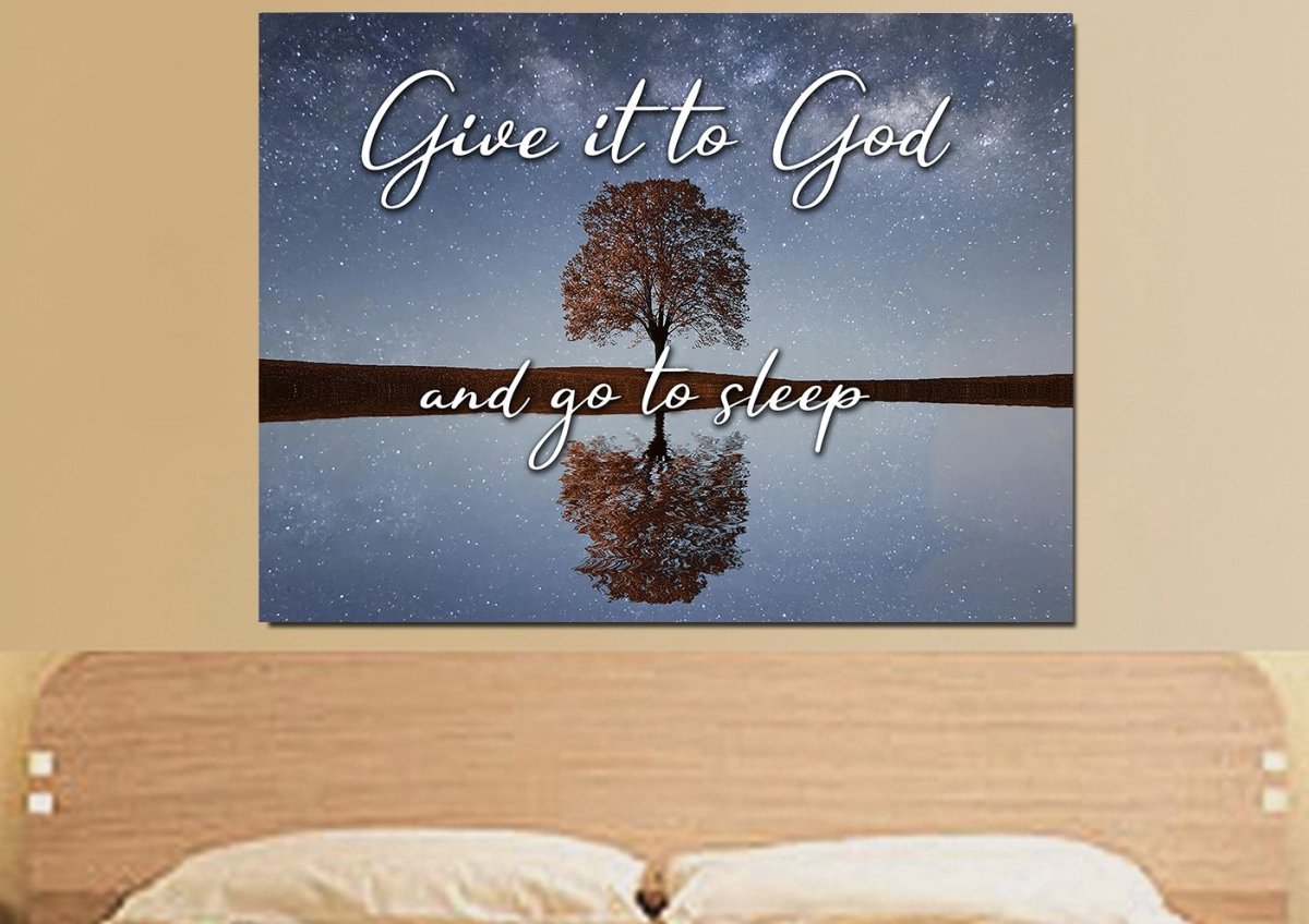 The Tree Give It To God And Go To Sleep Sign, Wall Art & Decor - Christian Canvas Wall Art