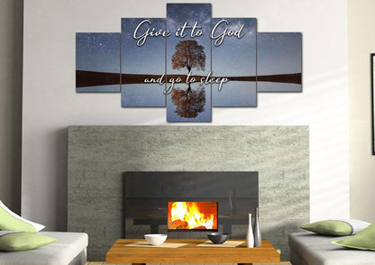 The Tree Give It To God And Go To Sleep Sign, Wall Art & Decor - Christian Canvas Wall Art