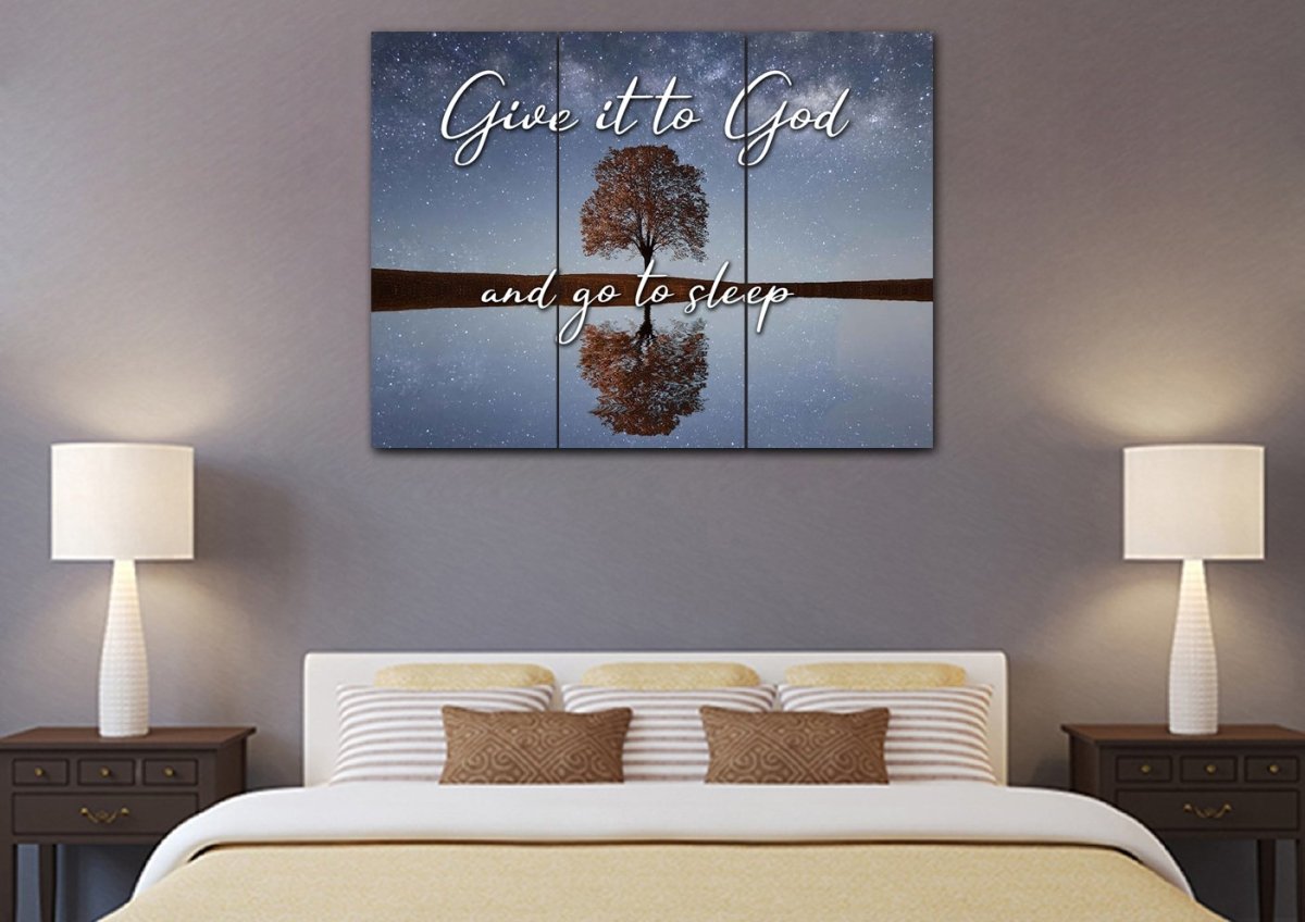The Tree Give It To God And Go To Sleep Sign, Wall Art & Decor - Christian Canvas Wall Art