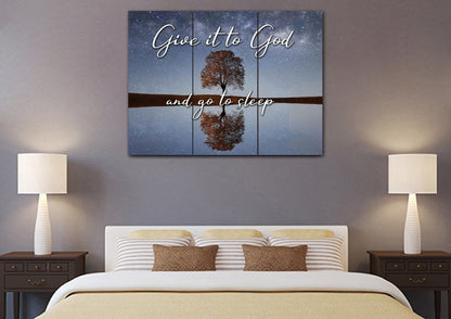 The Tree Give It To God And Go To Sleep Sign, Wall Art & Decor - Christian Canvas Wall Art