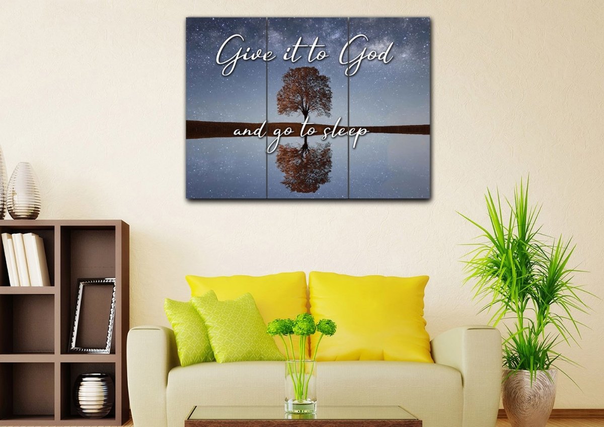 The Tree Give It To God And Go To Sleep Sign, Wall Art & Decor - Christian Canvas Wall Art