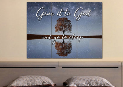 The Tree Give It To God And Go To Sleep Sign, Wall Art & Decor - Christian Canvas Wall Art
