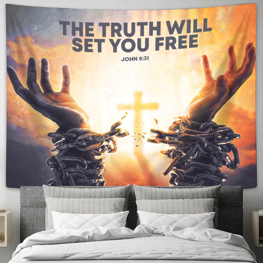 The Truth Will Set You Free John 8 31 - Religious Tapestry - Jesus Christ Tapestry - Bible Wall Tapestry