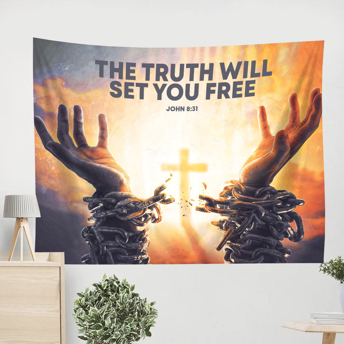 The Truth Will Set You Free John 8 31 - Religious Tapestry - Jesus Christ Tapestry - Bible Wall Tapestry