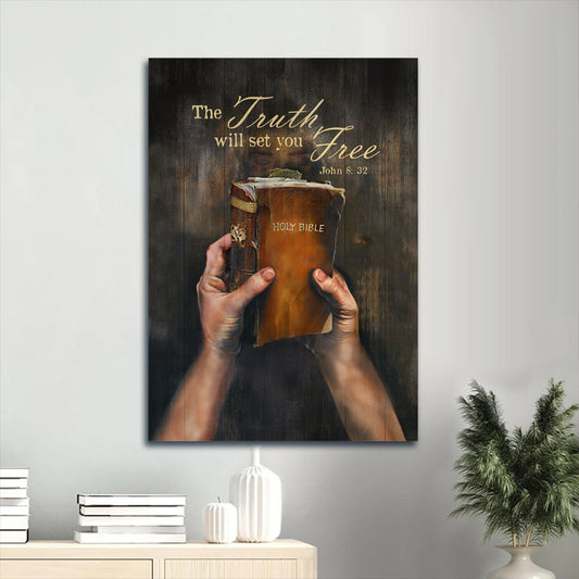 The Truth Will Set You Free John 8 32 Canvas Wall Art - Bible Verse Canvas
