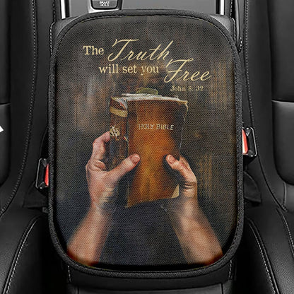 The Truth Will Set You Free Seat Box Cover, Christian Car Center Console Cover, Bible Verse Car Interior Accessories